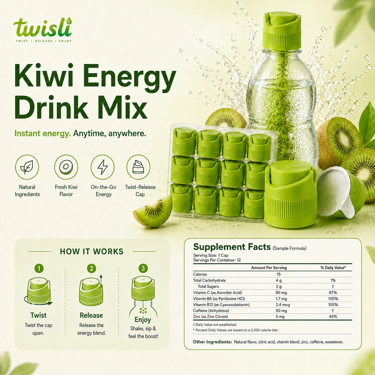 Twisli Energy Drink Mix Instant powder cap drink